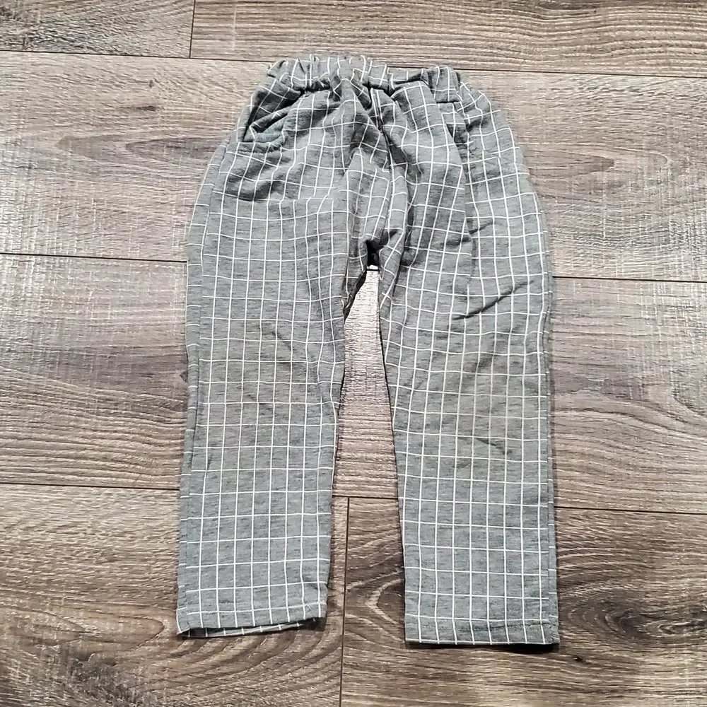 Boys Suit Outfit Size 4 Fashion Tie Outfit Tee Long Sleeve and Long Pants Gray